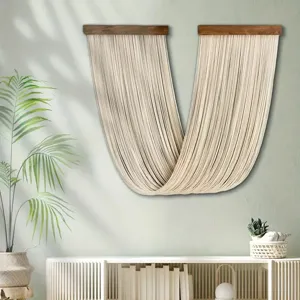 Boho macramé wandkleed wandtapijt beige katoenen touw muurdecoratie voor in huis