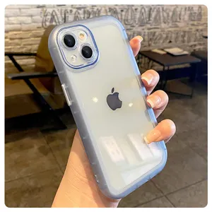 Transparent silicone phone case compatible with iPhone, shockproof soft cover with camera protection