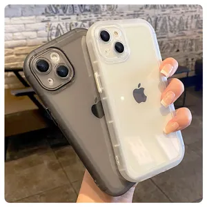 Clear silicone phone case compatible with iPhone, soft transparent shockproof back cover protective.