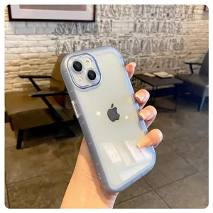 Transparent silicone phone case detail view, soft clear protective cover for Apple iPhone.