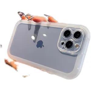 Clear silicone phone case for iPhone, shockproof soft transparent protective back cover.