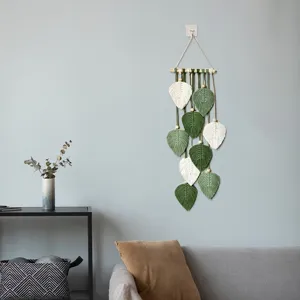 Handgemaakte macrame blad wandhanger, boho stijl geweven kwast wanddecoratie.