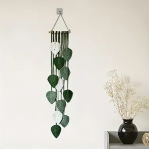 Boho macramé blad wandhangers, handgemaakte katoenen franje decoratie voor binnenmuur
