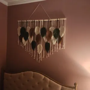Bohemian handmade macrame leaf wall hanging tapestry for bedroom living room home decor art