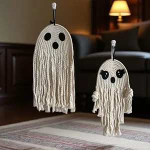 Halloween handmade macrame ghost wall hanging cotton rope spooky party home decor items