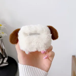 Fluffy plush cute puppy design protective case compatible with AirPods Pro2, soft and stylish.