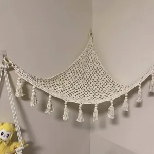 Amaca per giocattoli in macrame fatta a mano angolo rete camera da letto boho arredamento