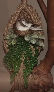 Handcrafted teardrop woven grass bird nest hanging birdhouse for home and garden decor