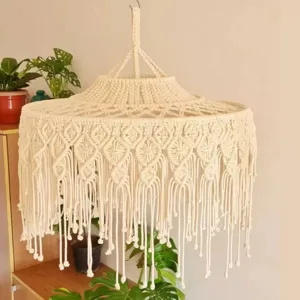 Handmade macrame lampshade bohemian cotton woven ceiling light cover for home decor