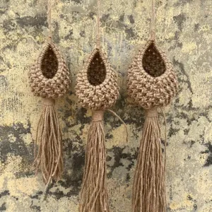 Handmade Macrame Teardrop Hanging Bird Nest Jute Woven Birdhouse Boho Garden Home Decor
