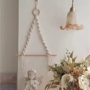 Support de rangement mural en macramé tissé à la main pour serviette décoration