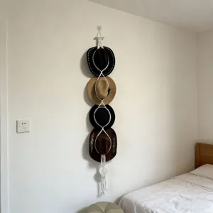 Bohemian macramé hoed organizer wandhangende meerlaagse houder voor petten en hoeden