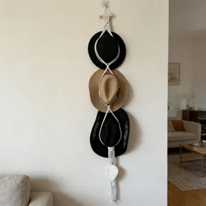 Bohemien katoenen touw hoed organizer wandhangende meerlagige hoedenrek huis decoratie