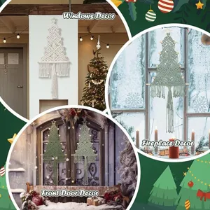 Suspension murale sapin de Noel en macrame fait main decor pampilles pour chambre festive