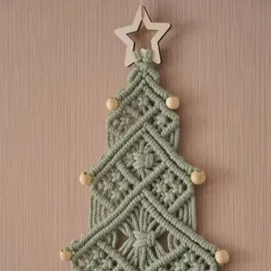 Fait main macrame sapin de noel suspension murale corde coton decoration chambre chic