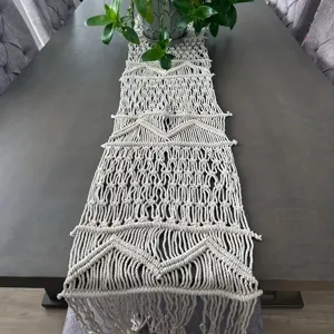 Nordic Bohemian Cotton Woven Table Runner Geometric Abstract Tablecloth Dresser Scarf For Dining Room Living Room Decor