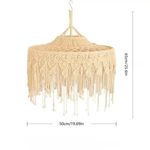 Bohemian handmade macrame lampshade fringe chandelier boho home decor pendant light fixture