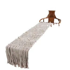 Boho macrame table runner minimalist cotton woven rustic home decor dining table dresser