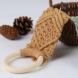 Nordic handmade woven towel scarf storage rack wooden ring home decor hanging ornament