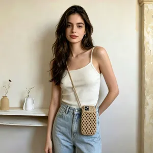 Femme Été Crochet Téléphone Sac Bandoulière Vintage Tissé Sac Épaule Petite Pochette Chic