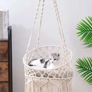 Amaca per Gatti in Macramè Tessuta a Mano Letto Sospeso per Gatti Nido di Riposo per Animali Domestici Bohémien per Arredamento Interno
