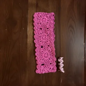 Handmade pink crochet knit headband accessory retro style hollow design soft daily wear