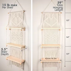 Étagère murale en macramé tissé à la main style bohème étagères suspendues en bois déco