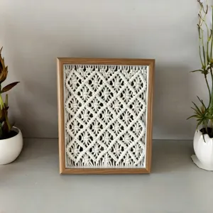 Boho handmade woven tapestry photo frame Nordic style desktop wall hanging home decor.