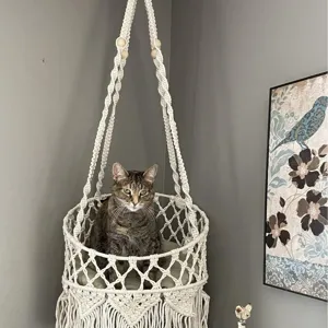 Amaca per gatti in macramè fatta a mano letto sospeso stile boho per arredamento interni