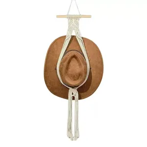 Böhmischer Makramee Hüte Aufhänger Wandmontage, eleganter handgemachter Baumwollseil Hut Organizer.