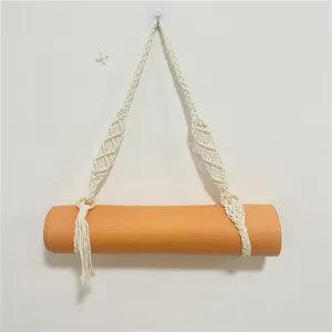 Tracolla tessuta a mano per tappetino yoga in corda di cotone con nappine stile boho