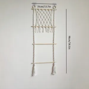 Macrame wall hanging organizer for bows headbands cotton rope storage rack boho kids room decor