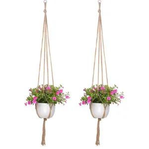 Boheems Handgeweven Katoen Jute Plantenhanger Binnen Muur Ophanging Plantenmand Houder Huis Tuin Decoratie