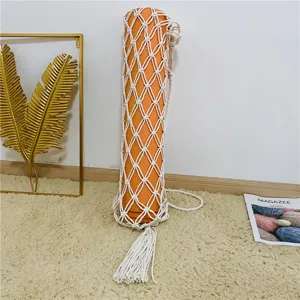 Borsa porta tappetino yoga in cotone intrecciato a mano con nappa leggera e pratica