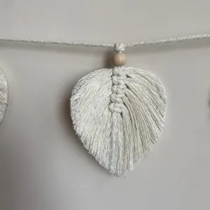 Handmade macrame leaf wall hanging bohemian cotton rope tapestry home decor tassel ornament