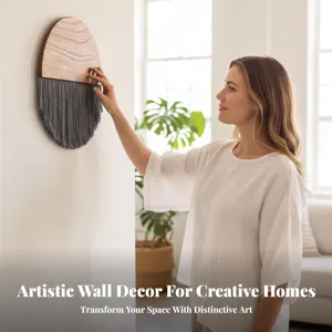 Nordic semi-circle wood tassel tapestry, handmade cotton thread wall hanging for home decor.