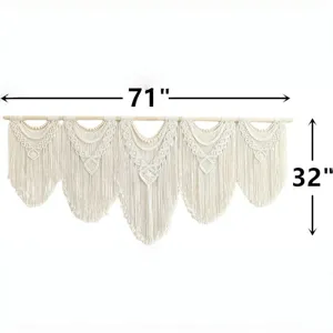 Handmade woven macrame wall hanging bohemian tassel tapestry for living room decor 71x32