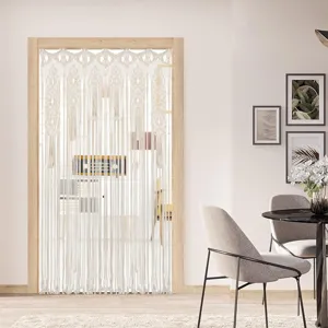 Bohemian handmade woven macrame door curtain large wall hanging for indoor home decor.