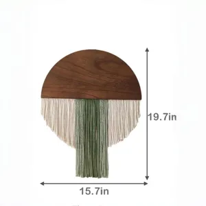 Nordic half-round wooden macrame wall hanging bohemian cotton fringe tapestries home decor