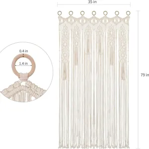 Handcrafted macrame wall hanging bohemian cotton woven curtain tapestry home decor 35x79in