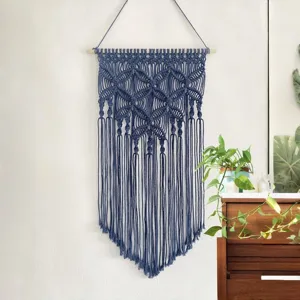 Handmade bohemian cotton rope macrame wall hanging tapestry for home decor living room.