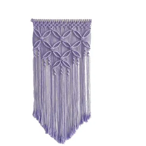 Handmade Purple Macrame Wall Hanging Bohemian Cotton Woven Tapestry for Home Wall Art Decor