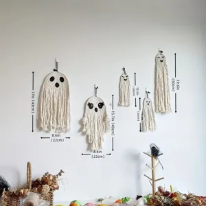 Halloween handmade woven ghost cotton rope wall hanging decoration party pendant setup