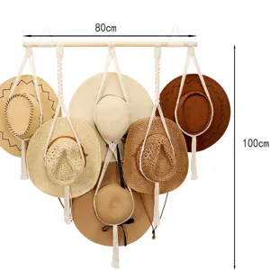 Organizzatore di cappelli in macrame da parete appendiabiti per cappelli di paglia decoro
