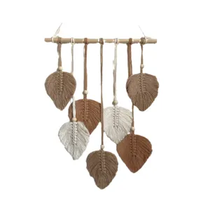 Boho Macrame Wall Hanging Woven Leaf Tapestry Handmade Cotton Rope Bedroom Decor