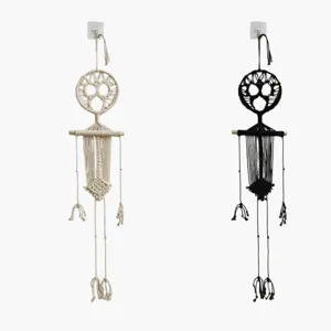Handmade Halloween Macrame Skull Wall Hanging Bohemian Woven Ghost Pendant Home Decor