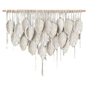 Bohemian woven leaf wall hanging macrame tapestry handmade cotton wall decor for living room bedroom