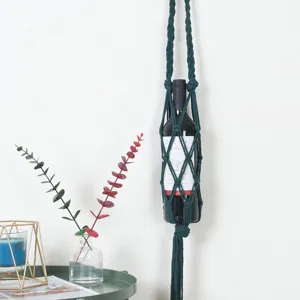 Porte-bouteille de vin en macramé de coton fait main sac suspendu en filet réutilisable.