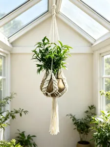 Macramé plantenhanger katoenen touw hangende mand voor kamerplanten boho decoratie