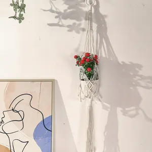Handgemaakte macrame plantenhanger katoenen touw hangmand voor binnen tuin wanddecoratie thuis